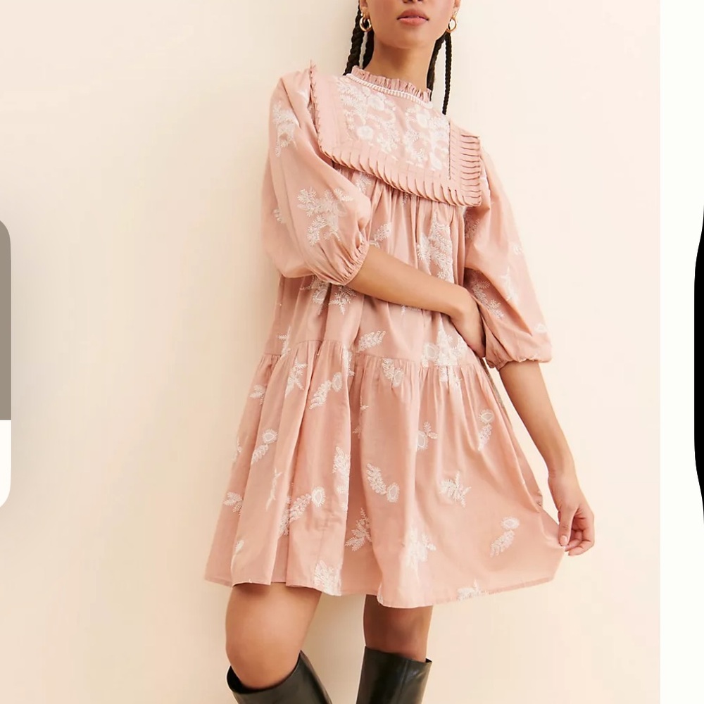 Let Me Be Embroidered Collared Mini Dress